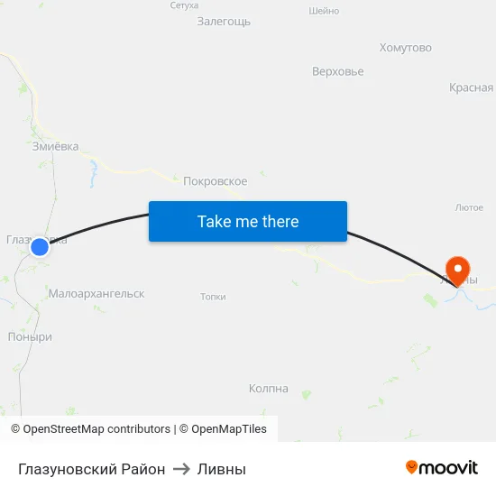Глазуновский Район to Ливны map