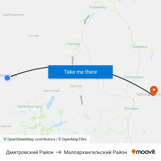 Дмитровский Район to Малоархангельский Район map
