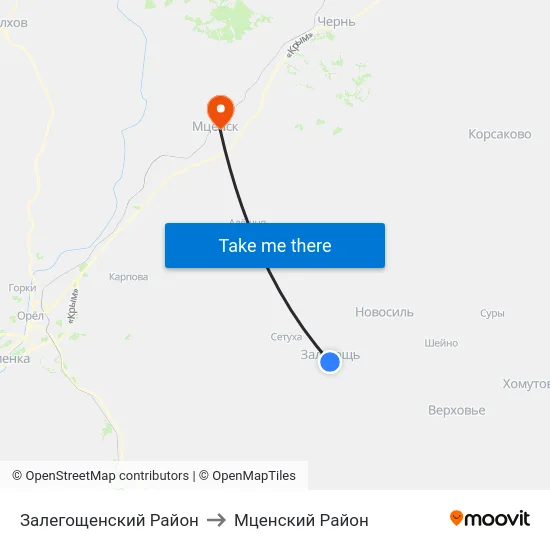 Залегощенский Район to Мценский Район map