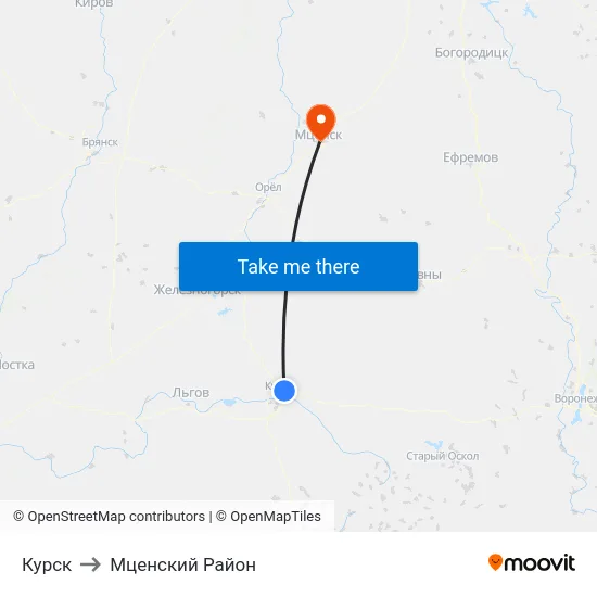 Курск to Мценский Район map