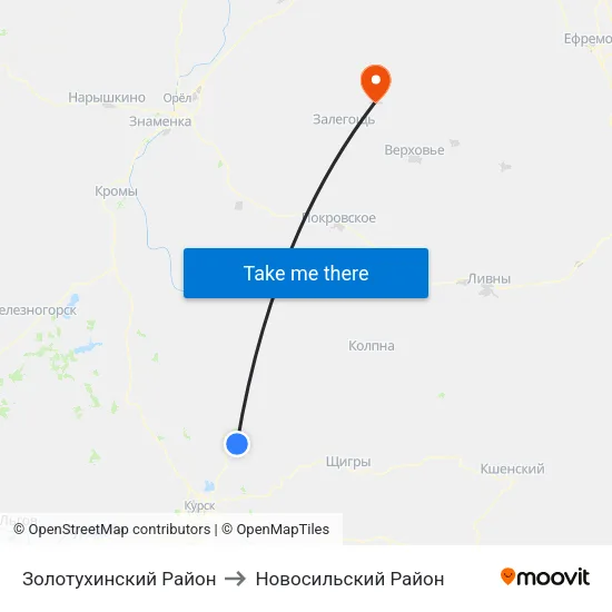 Золотухинский Район to Новосильский Район map