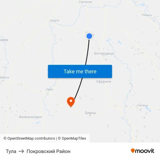 Тула to Покровский Район map