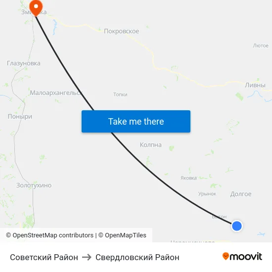 Советский Район to Свердловский Район map