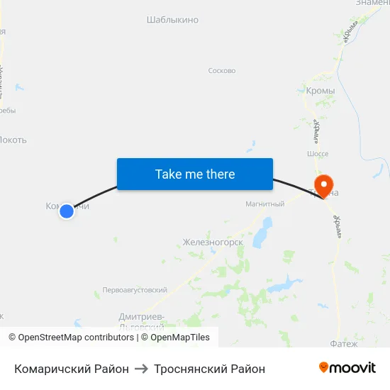 Комаричский Район to Троснянский Район map