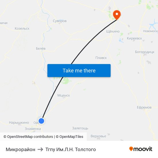 Микрорайон to Тгпу Им.Л.Н. Толстого map