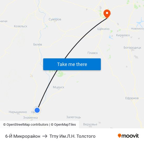 6-Й Микрорайон to Тгпу Им.Л.Н. Толстого map