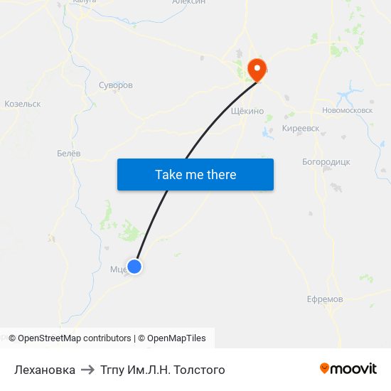 Лехановка to Тгпу Им.Л.Н. Толстого map