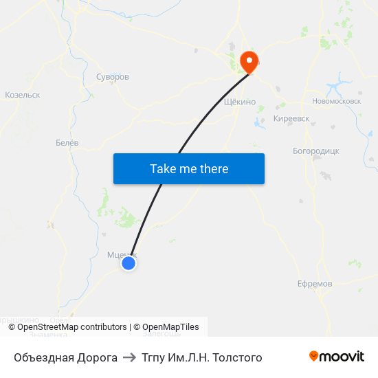 Объездная Дорога to Тгпу Им.Л.Н. Толстого map