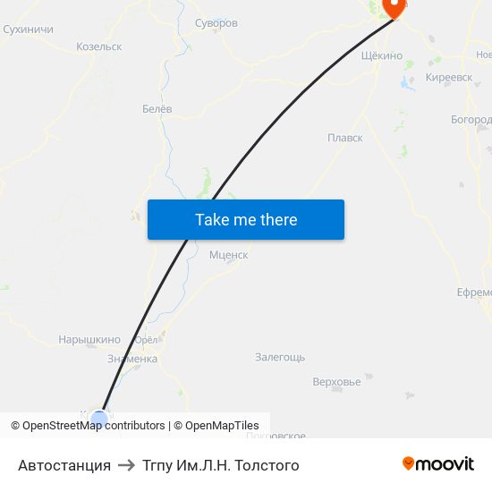 Автостанция to Тгпу Им.Л.Н. Толстого map