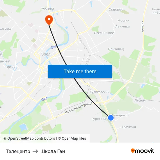 Телецентр to Школа Гаи map