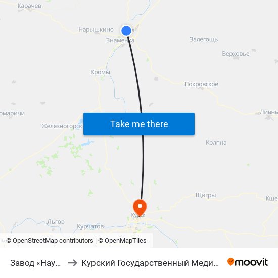 Завод «Научприбор» to Курский Государственный Медицинский Университет map