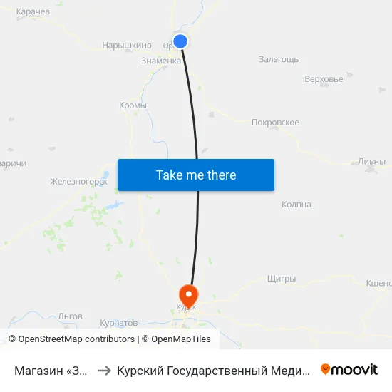 Магазин «Звёздный» to Курский Государственный Медицинский Университет map
