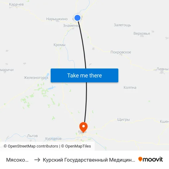 Мясокомбинат to Курский Государственный Медицинский Университет map