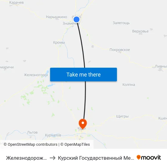 Железнодорожная Больница to Курский Государственный Медицинский Университет map