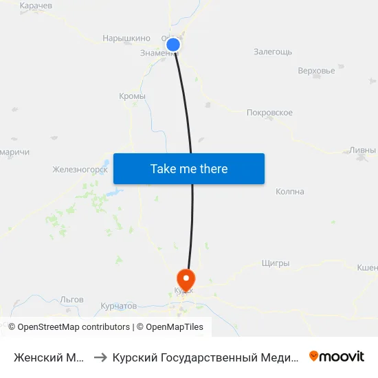 Женский Монастырь to Курский Государственный Медицинский Университет map