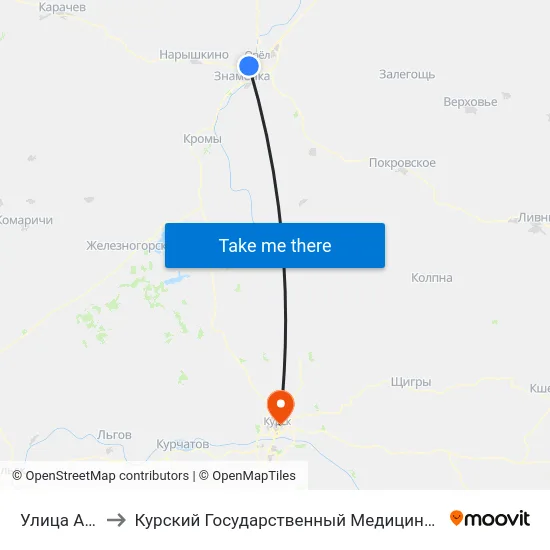 Улица Алроса to Курский Государственный Медицинский Университет map