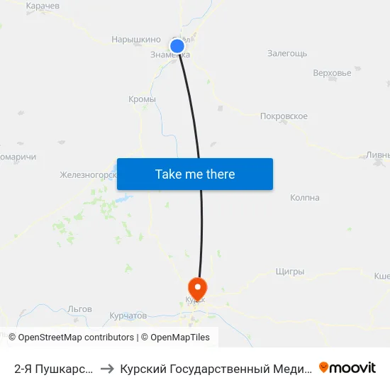 2-Я Пушкарская Улица to Курский Государственный Медицинский Университет map