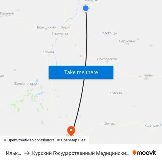 Ильково to Курский Государственный Медицинский Университет map