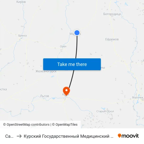 Сады to Курский Государственный Медицинский Университет map