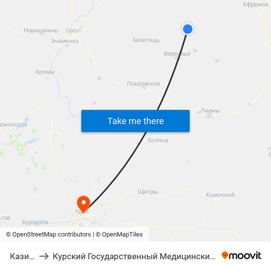 Казинка to Курский Государственный Медицинский Университет map