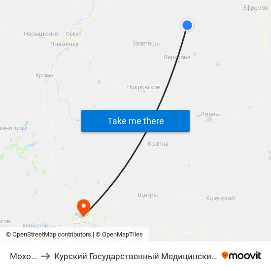 Моховое to Курский Государственный Медицинский Университет map