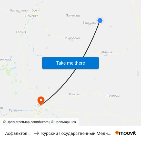 Асфальтовый Завод to Курский Государственный Медицинский Университет map