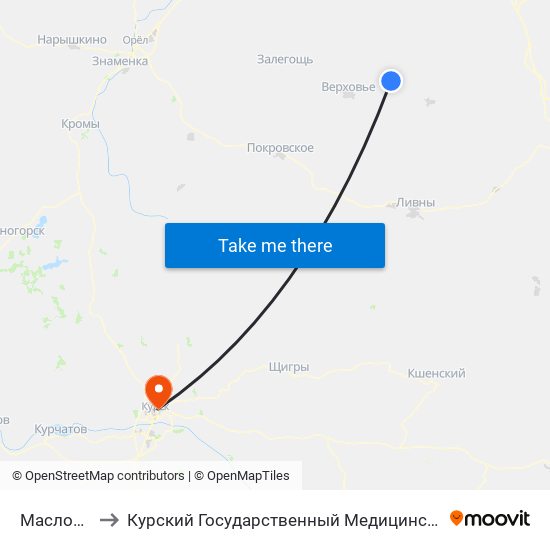 Маслозавод to Курский Государственный Медицинский Университет map