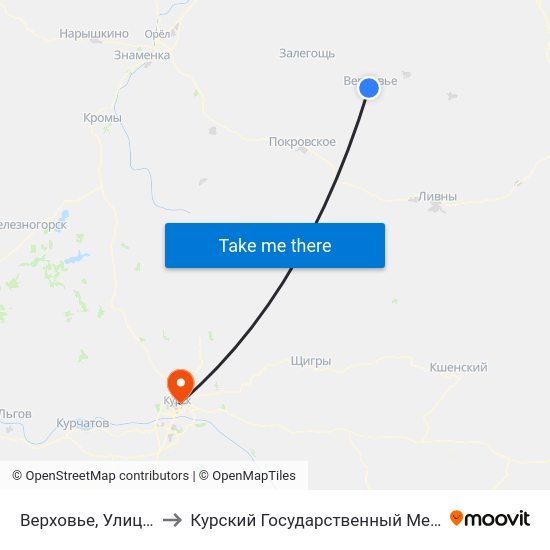 Верховье, Улица Бондаренко to Курский Государственный Медицинский Университет map