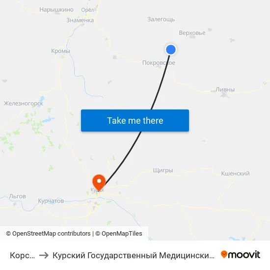Корсунь to Курский Государственный Медицинский Университет map