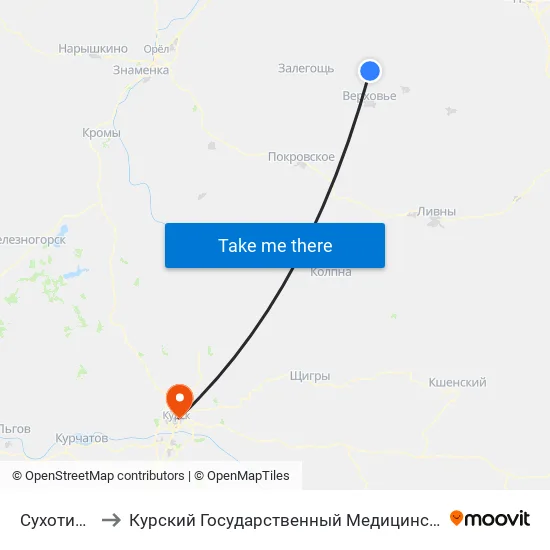 Сухотиновка to Курский Государственный Медицинский Университет map