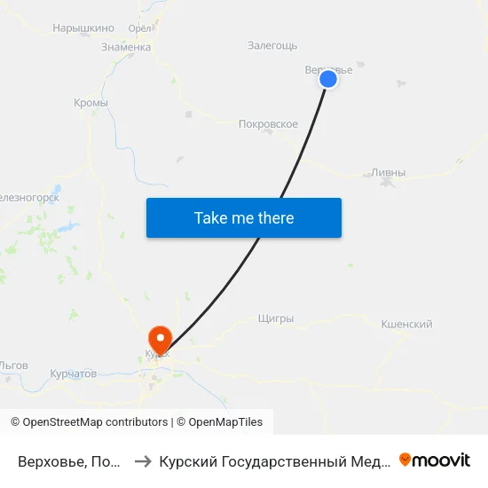 Верховье, Полевая Улица to Курский Государственный Медицинский Университет map