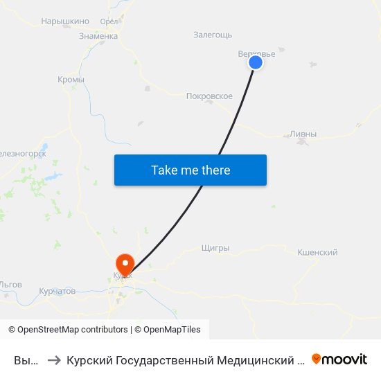 Выгон to Курский Государственный Медицинский Университет map