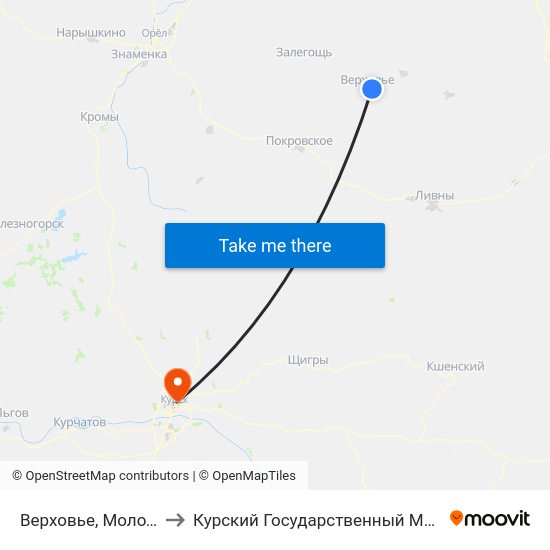 Верховье, Молодежная Улица to Курский Государственный Медицинский Университет map