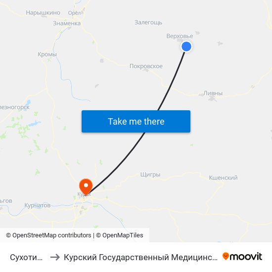 Сухотиновка to Курский Государственный Медицинский Университет map