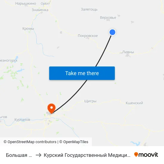 Большая Дорога to Курский Государственный Медицинский Университет map