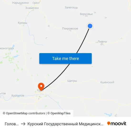Головище to Курский Государственный Медицинский Университет map
