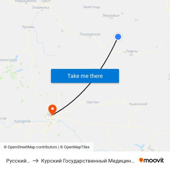 Русский Брод to Курский Государственный Медицинский Университет map