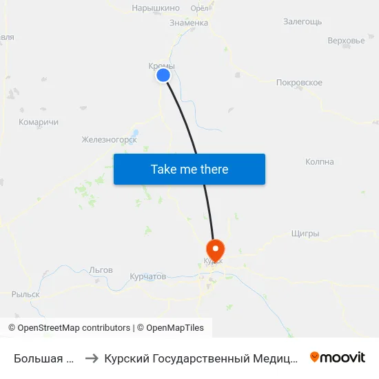 Большая Колчёва to Курский Государственный Медицинский Университет map
