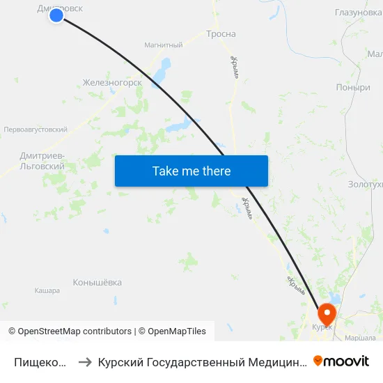 Пищекомбинат to Курский Государственный Медицинский Университет map