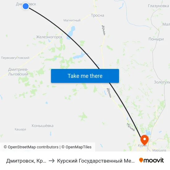 Дмитровск, Красная Улица to Курский Государственный Медицинский Университет map