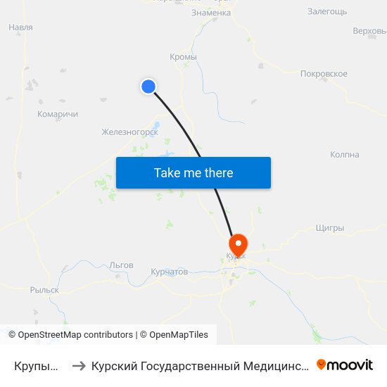 Крупышкино to Курский Государственный Медицинский Университет map