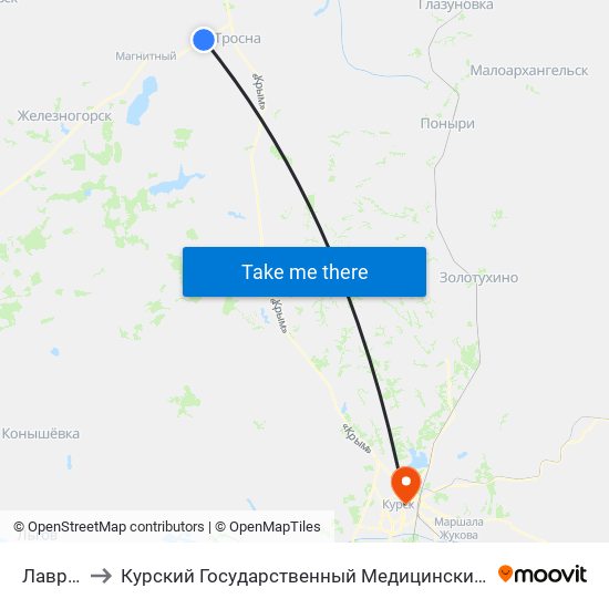 Лаврово to Курский Государственный Медицинский Университет map