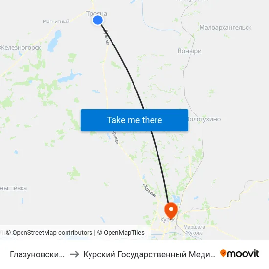 Глазуновский Поворот to Курский Государственный Медицинский Университет map