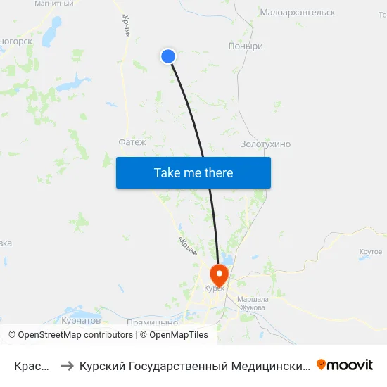 Красавка to Курский Государственный Медицинский Университет map
