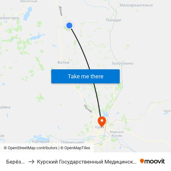 Берёзовка to Курский Государственный Медицинский Университет map