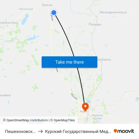 Пешехоновский Поворот to Курский Государственный Медицинский Университет map