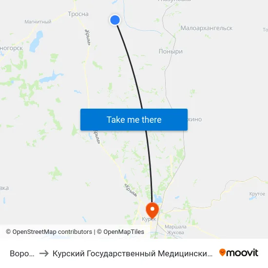 Воронец to Курский Государственный Медицинский Университет map