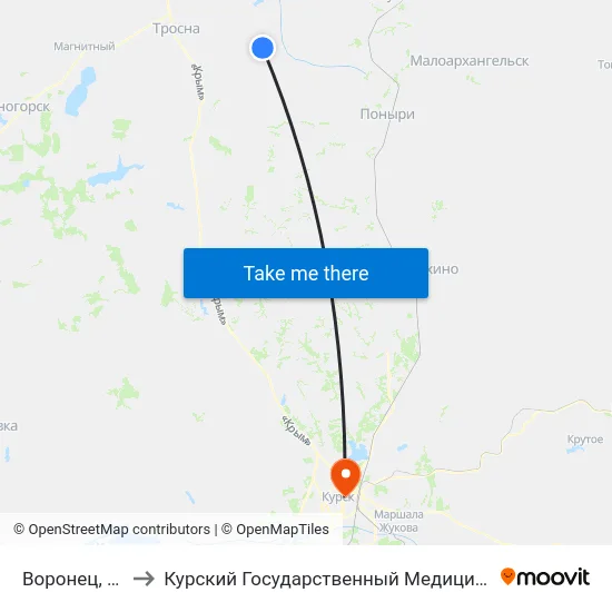 Воронец, Начало to Курский Государственный Медицинский Университет map
