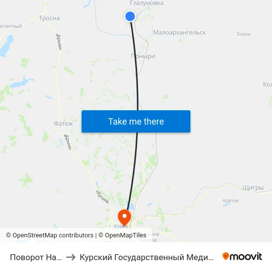 Поворот На Глебово to Курский Государственный Медицинский Университет map