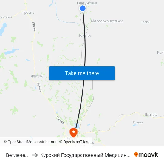 Ветлечебница to Курский Государственный Медицинский Университет map